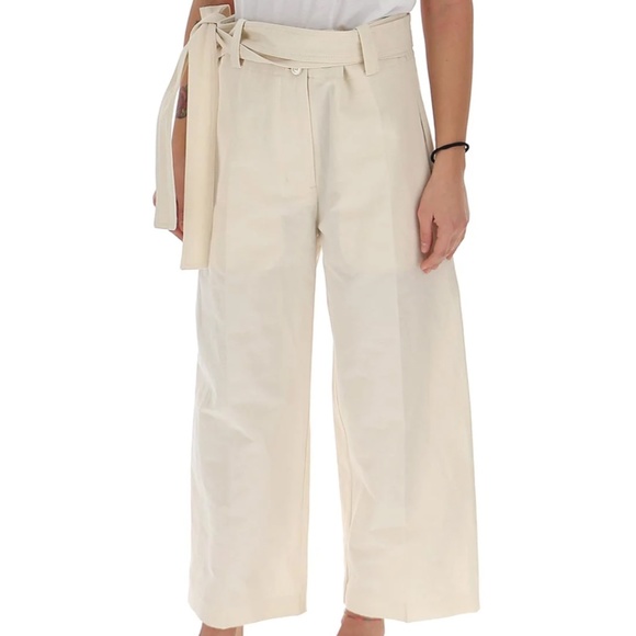 NWT Moncler 1952 Ivory Women's Trousers Size 44/10 Pristine Condition Wide Leg